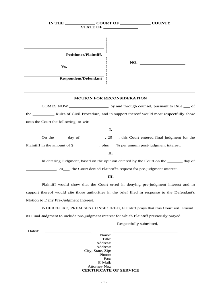 Motion For Reconsideration Template: Fill Out &amp;amp; Sign Online | Dochub throughout Reconsideration Motion Sample Template