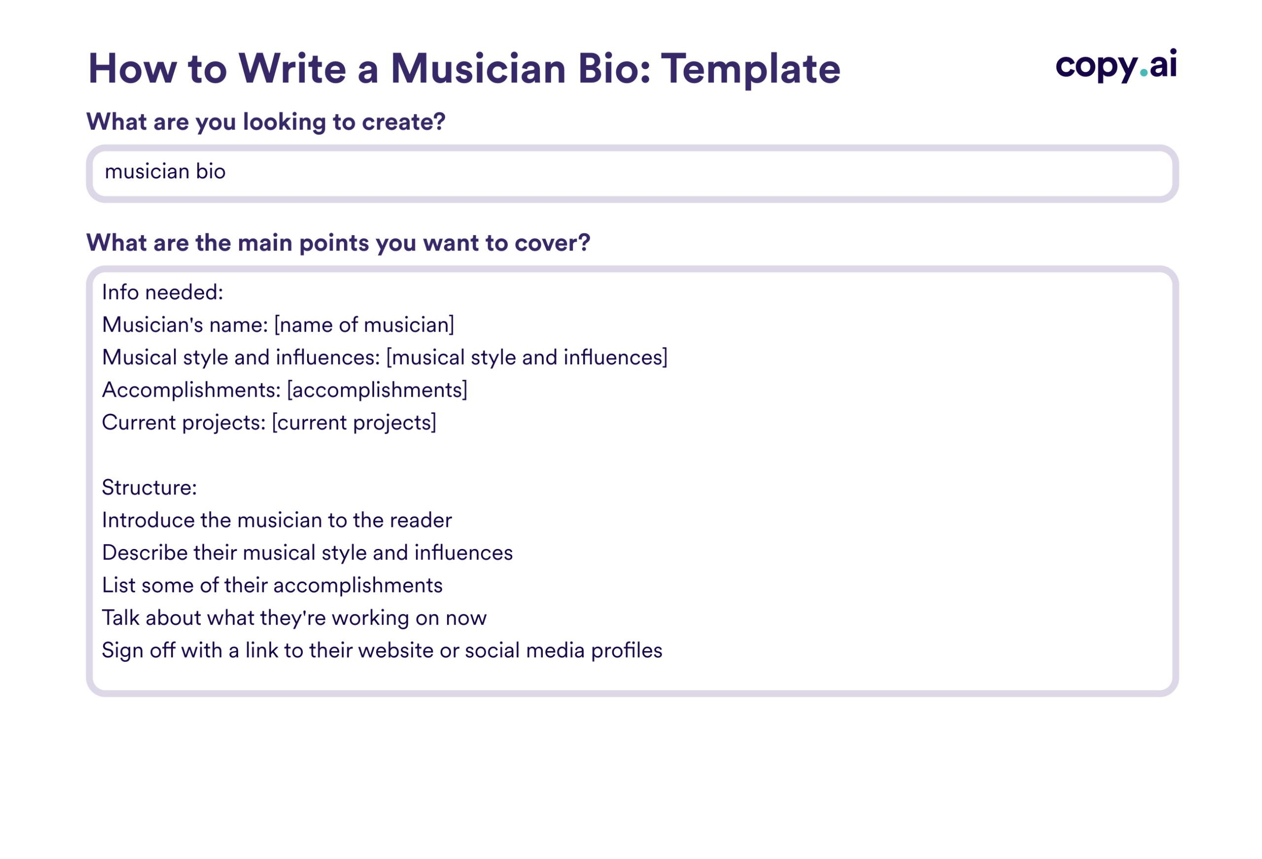 Musician Bio Templates: How To Write &amp;amp; Examples in Musician Bio Sample Template