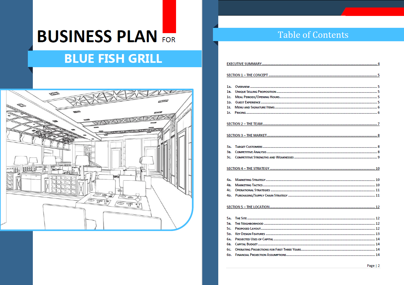 New Restaurant Business Plan Template - Graphics Enhanced Version for Restaurant Business Plan Template Sample