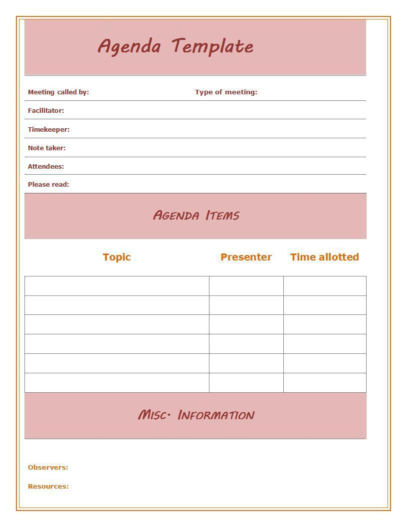 New Sample Meeting Agenda Template Download Now | Wps Office Academy in Free Agenda Sample Templates