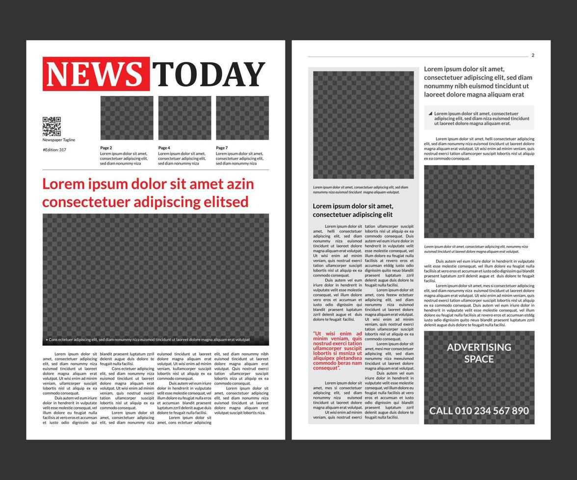 News Today Newspaper Design Template 22178033 Vector Art At Vecteezy within Newspaper Layout Template Sample