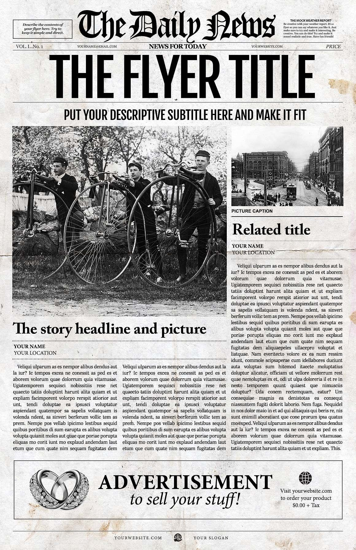 Newspaper Template, Newspaper Design, Newspaper Front Pages in Newspaper Layout Template Sample