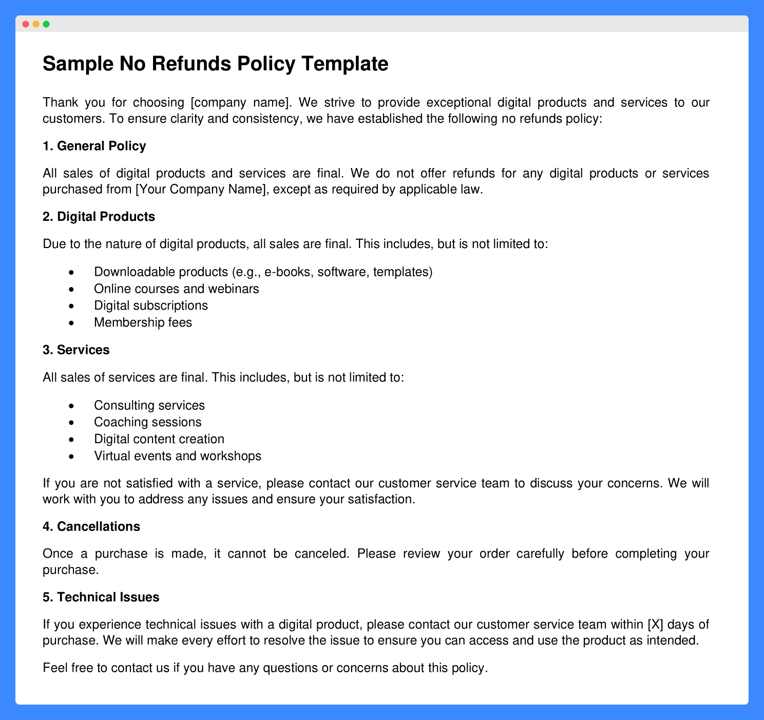 No Refunds Policy That Doesn&amp;#039;T Scare Buyers [Free Template] inside No Refund Policy Sample Template