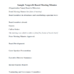 Nonprofit Board Meeting Minutes Template In Board Meeting Minutes Template Sample