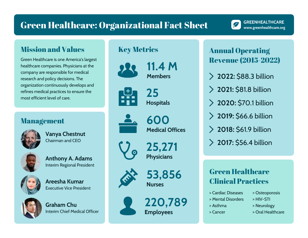 Nonprofit Healthcare Company Fact Sheet Template - Venngage for Fact Sheet Sample Template