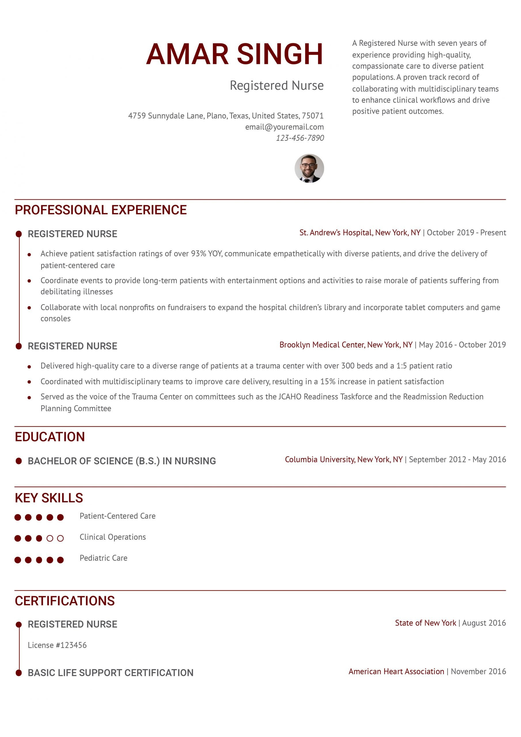 Nurse Resume Examples And Templates For 2024 - Resumebuilder in Rn Resume Template Sample