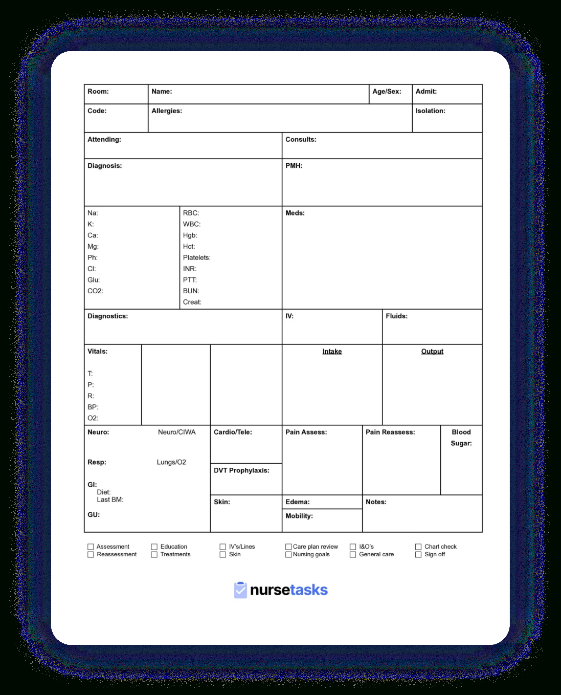 Nursetasks - #1 Productivity App For Nurses for Nursing Report Sheet Templates Sample