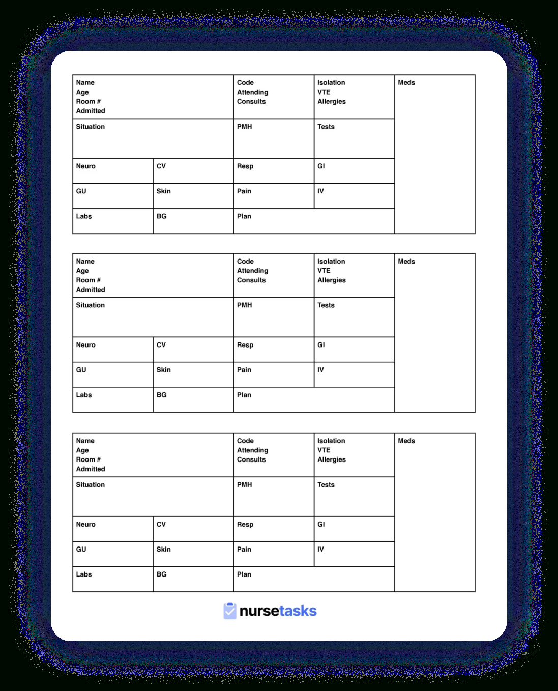 Nursetasks - #1 Productivity App For Nurses intended for Nursing Report Sheet Templates Sample