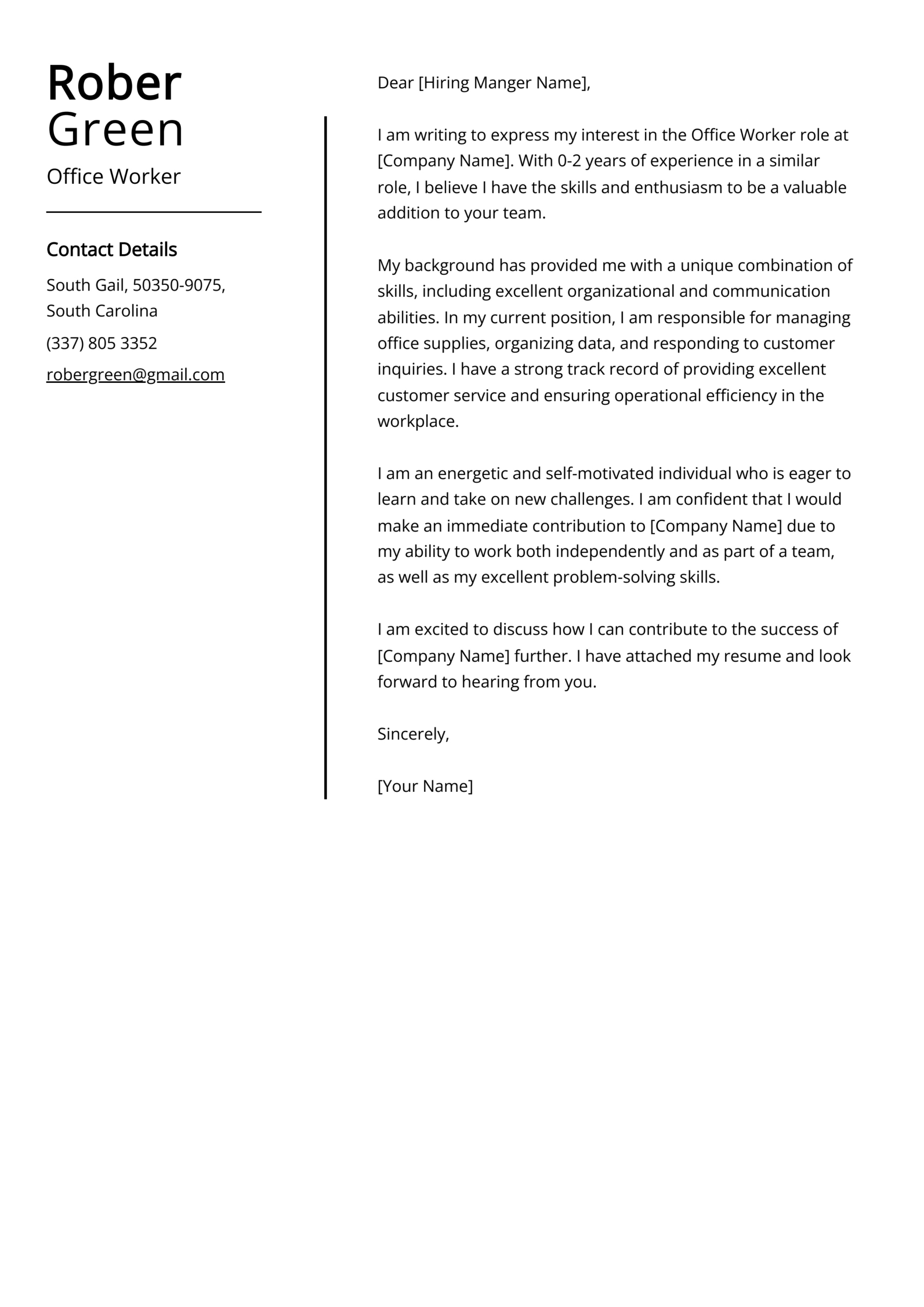 Office Worker Cover Letter: Job Description, Sample &amp;amp; Guide within Job Writing Sample Template