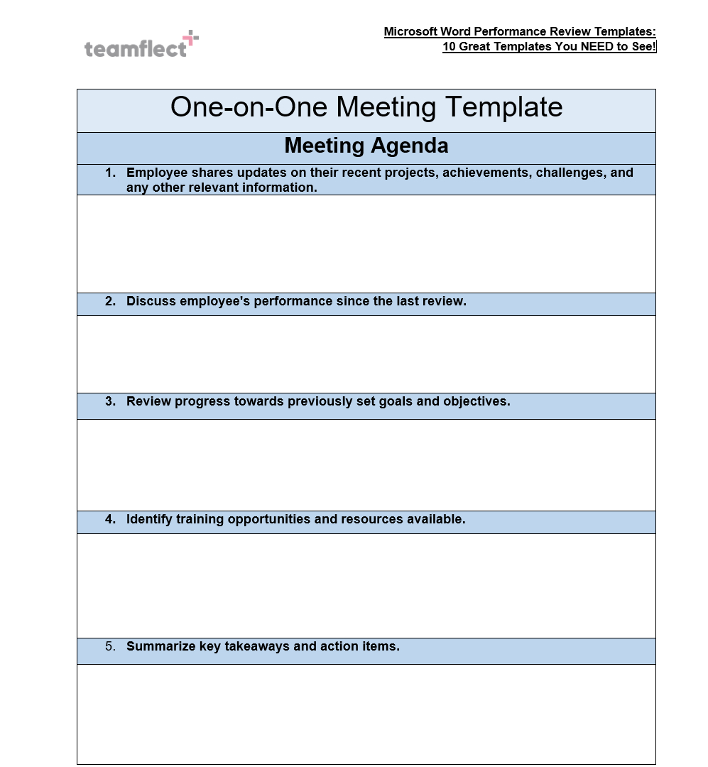 One-On-One Meeting Template inside One On One Meeting Sample Template