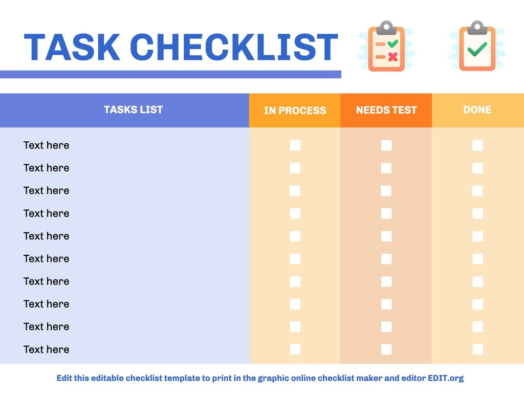 Online Editable Checklist Templates in Checklist Sample Template