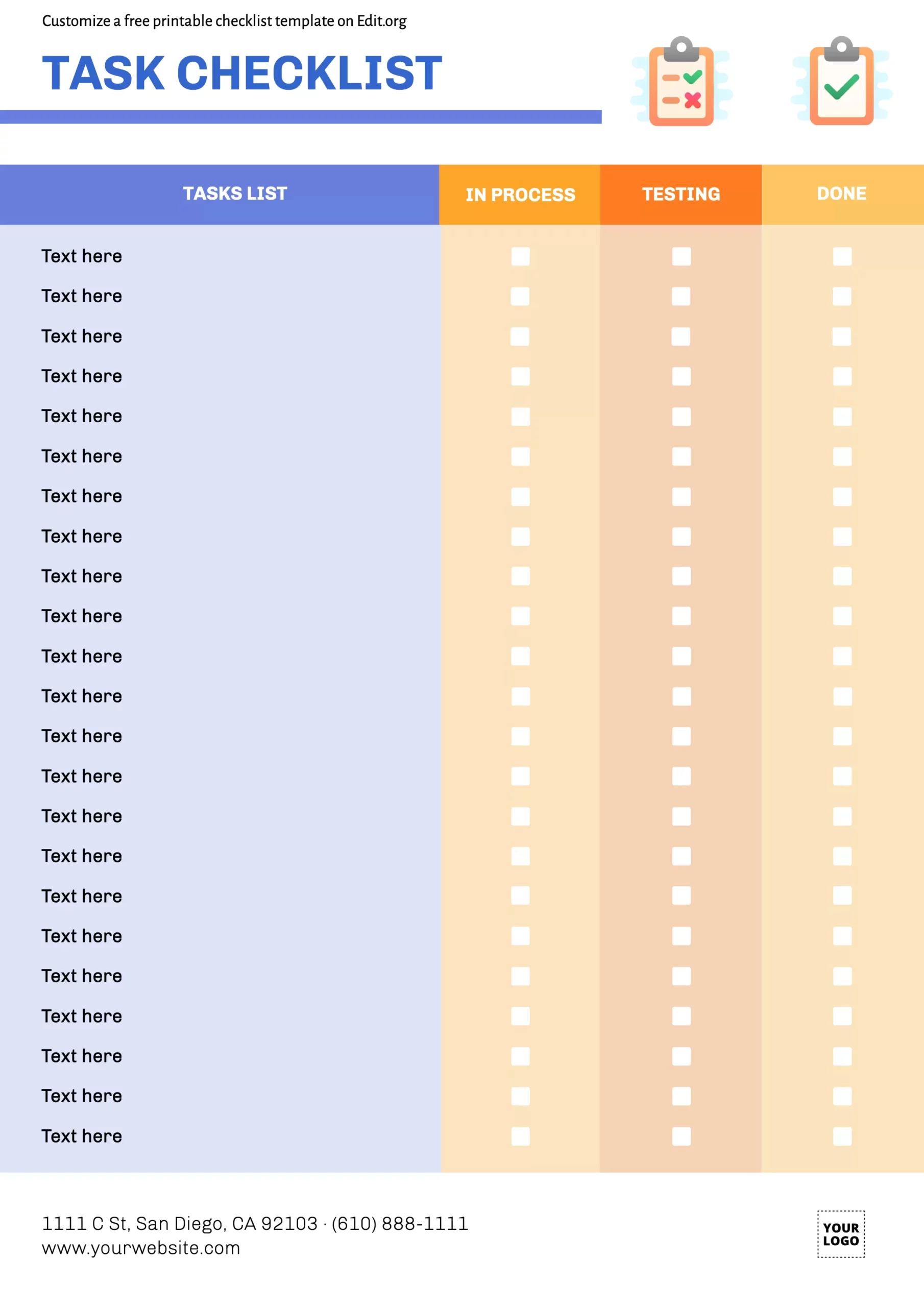 Online Editable Checklist Templates inside Checklist Sample Templates