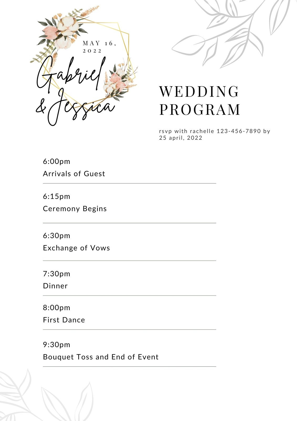 Page 2 - Free, Custom Printable Wedding Program Templates | Canva inside Free Sample Wedding Programs Templates