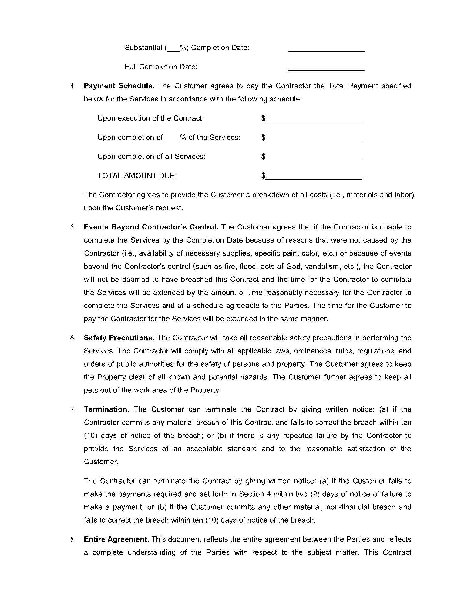 Painting Contract Template In 2021 - Free Sample - Cocosign with Painting Contract Template Sample