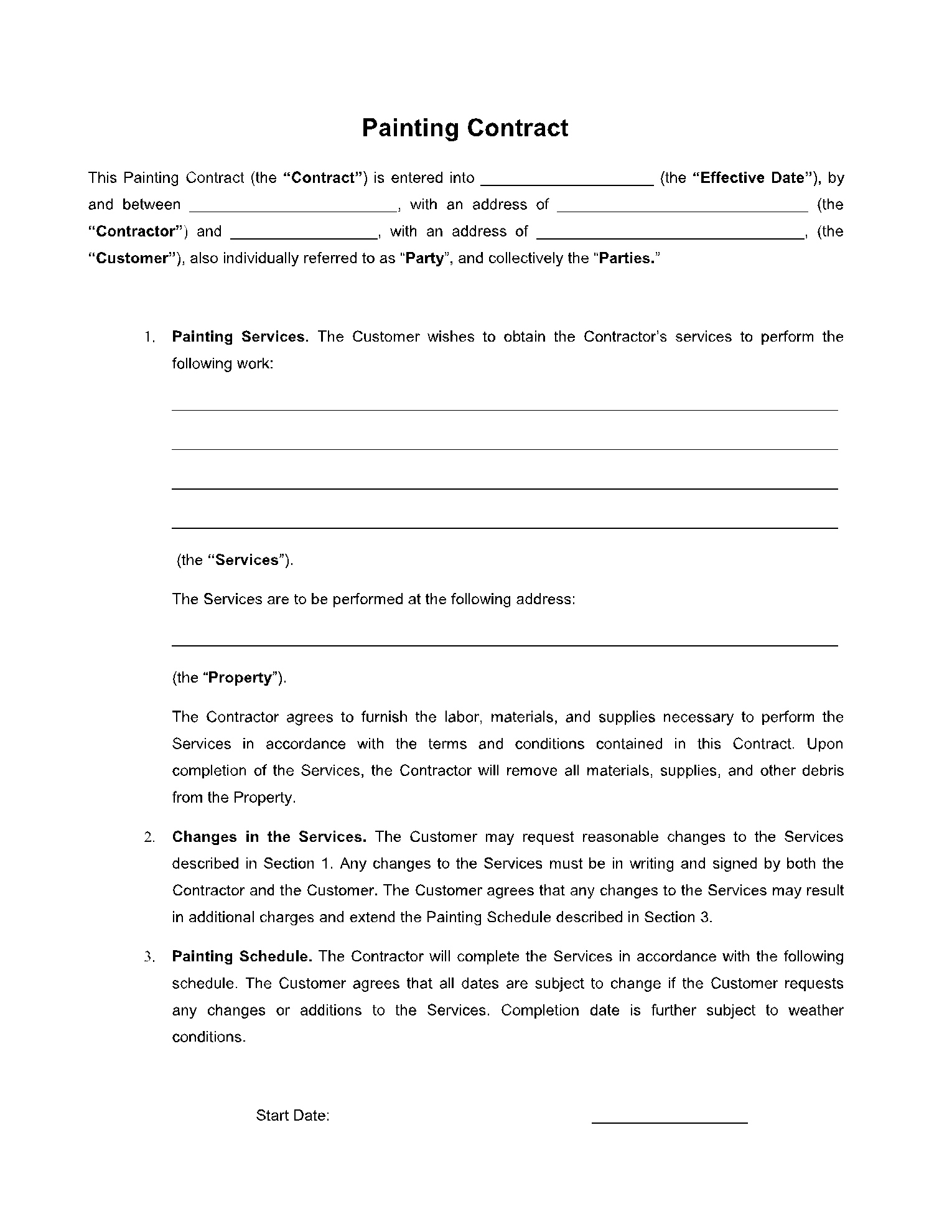 Painting Contract Template In 2021 - Free Sample - Cocosign with Painting Contract Template Sample