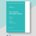 Parent Student And Teacher Contract Template In Google Docs, Word For Teacher Contract Sample Template