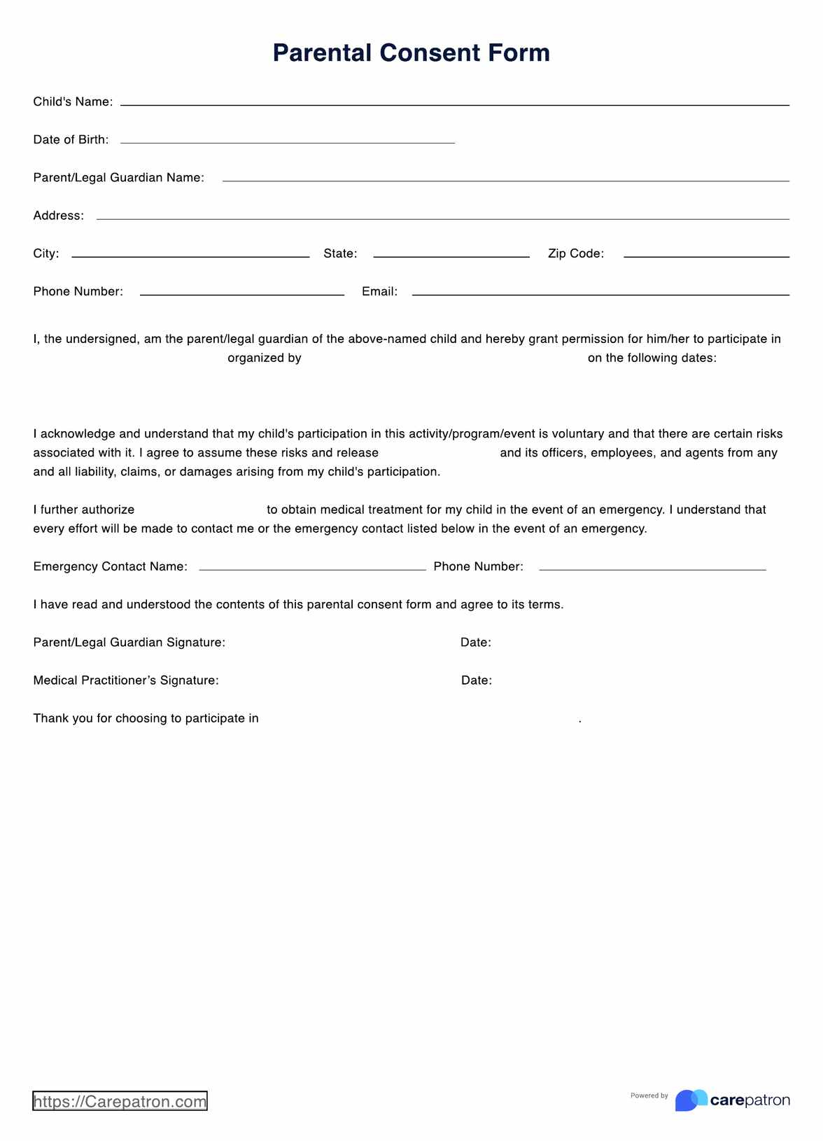 Parental Consent Form &amp;amp; Example | Free Pdf Download inside Parental Consent Form Sample Template