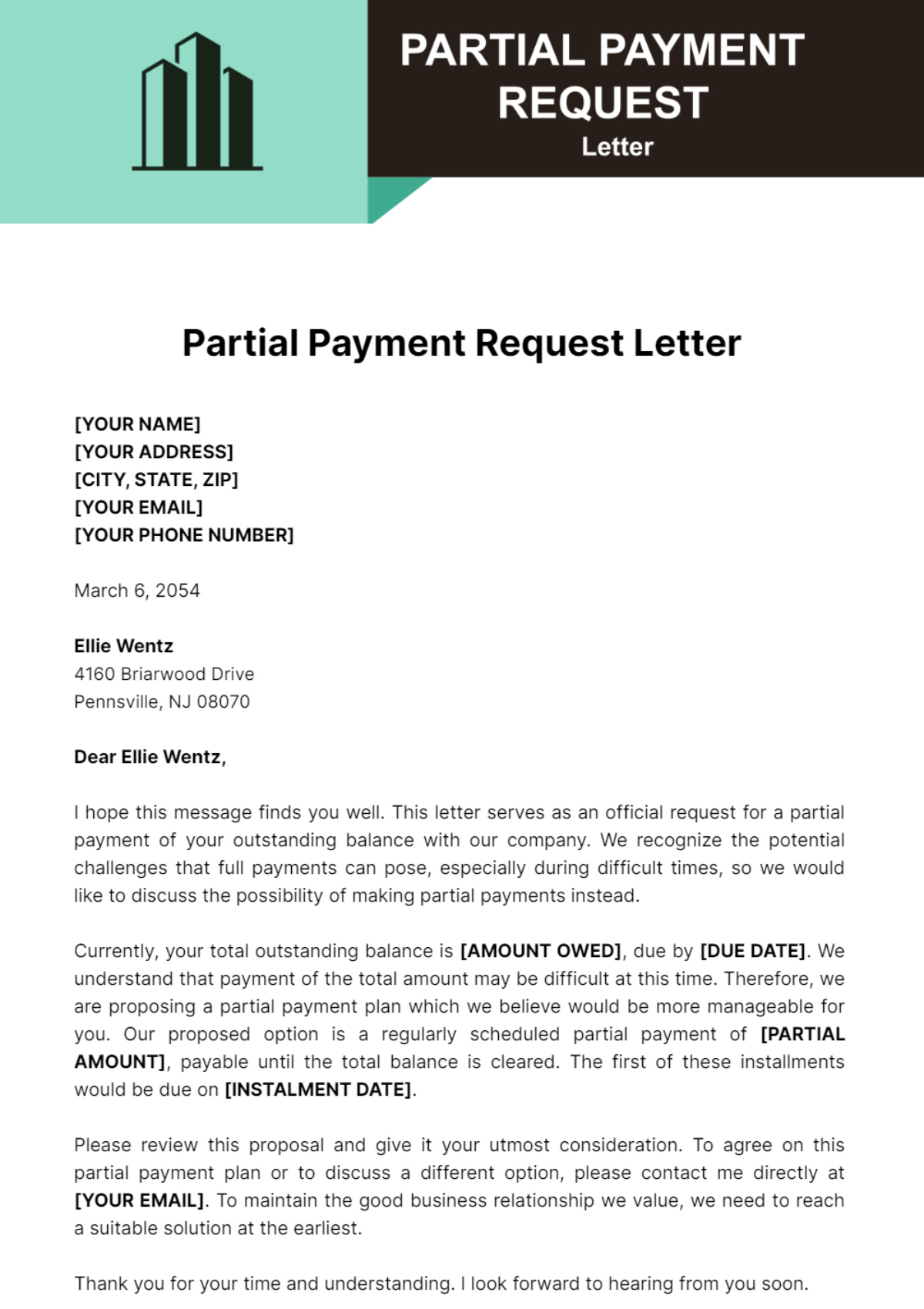 Partial Payment Request Letter Template - Edit Online &amp;amp; Download throughout Request Payment Letter Sample Template