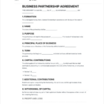 Partnership Agreement Template   Free To Use For Partnership Agreement Template Sample