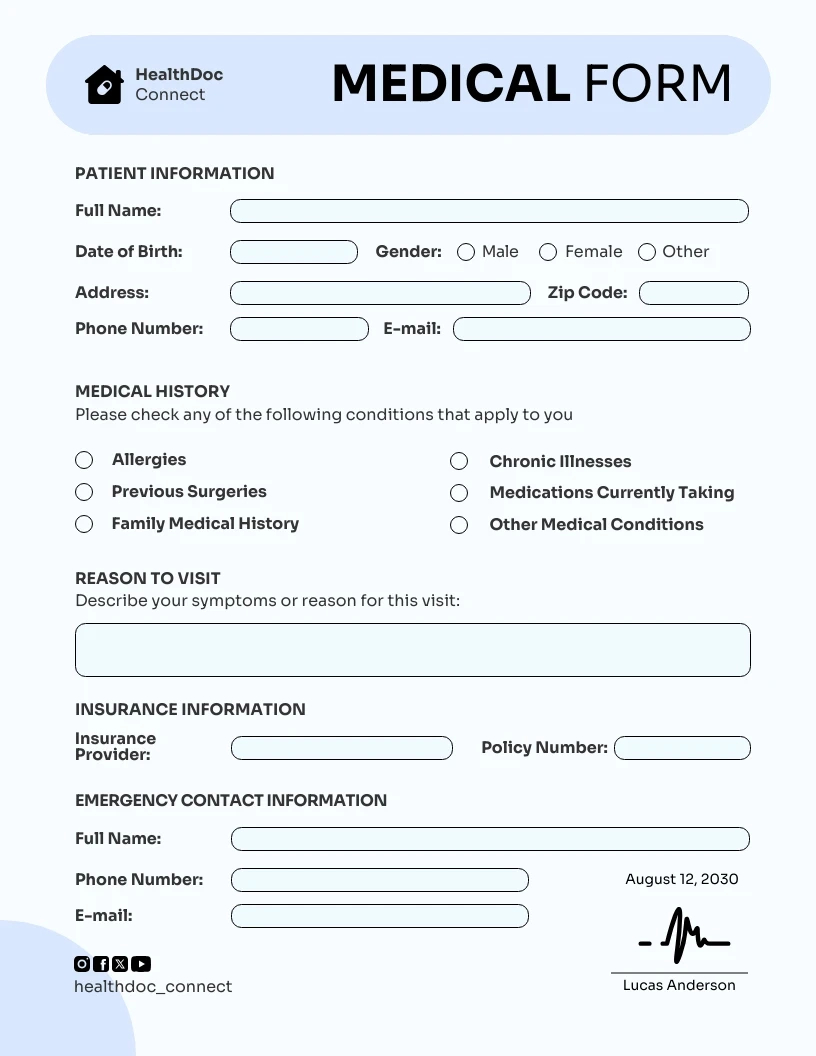 Patient Information Medical Form Template - Venngage pertaining to Medical Form Template Sample