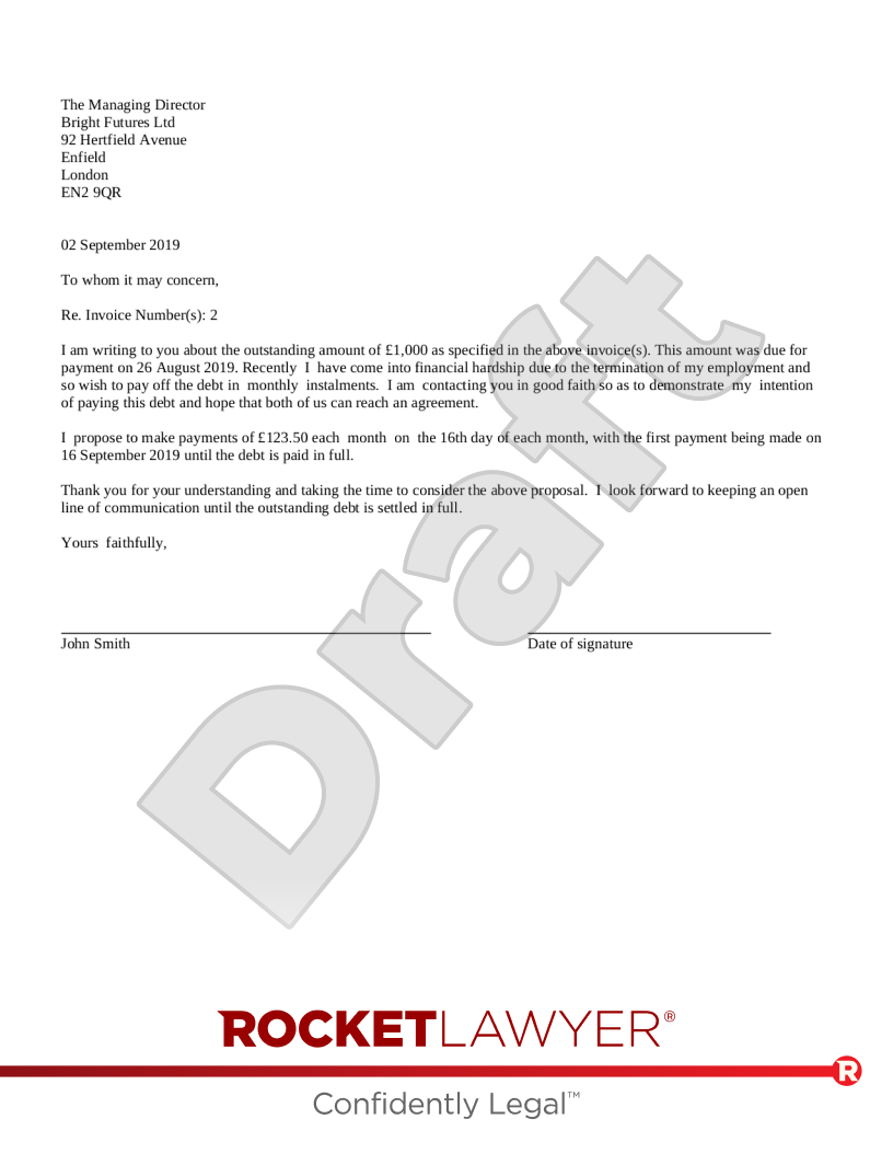 Payment Plan Proposal | Template &amp;amp; Faqs - Rocket Lawyer Uk with Request Payment Letter Sample Template