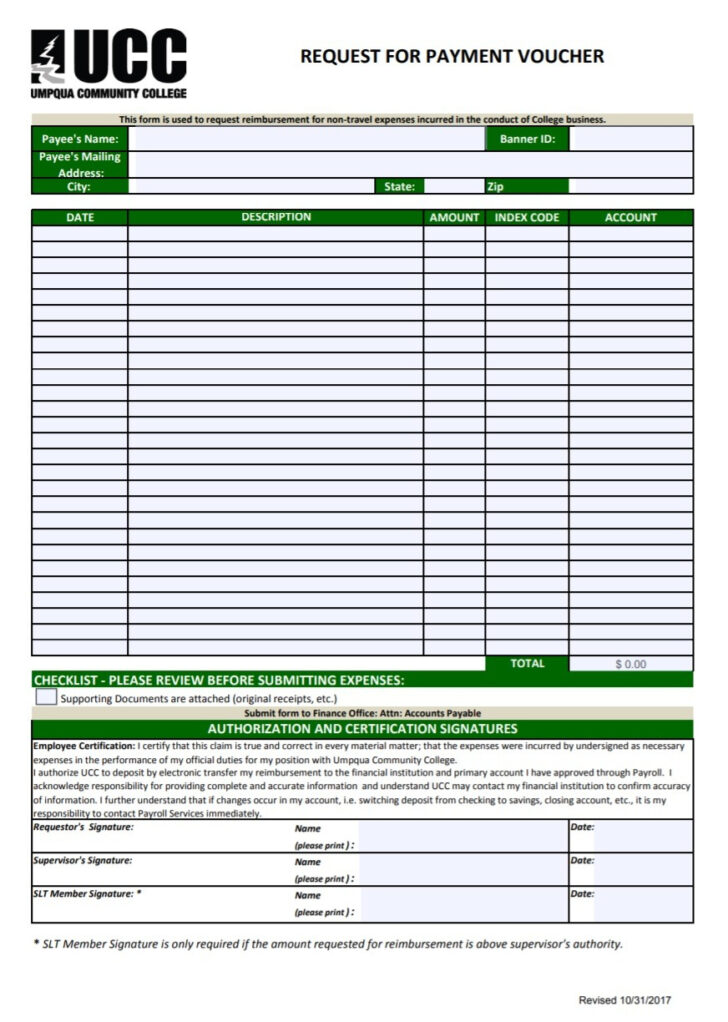 Payment Voucher Sample Template