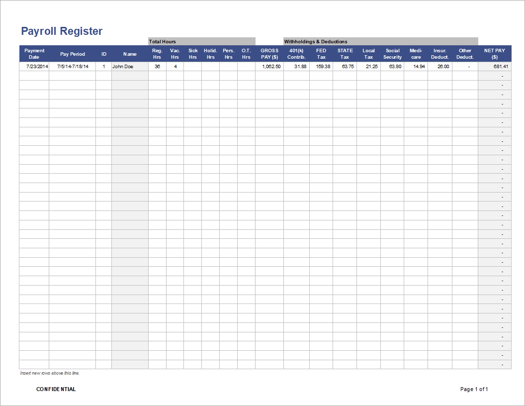 Payroll Template - Free Employee Payroll Template For Excel throughout Payroll Sample Template