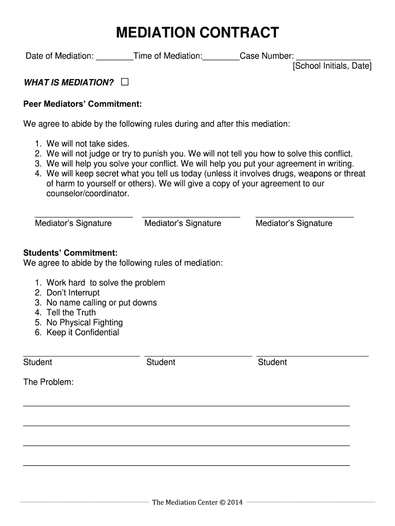 Peer Mediation Contract: Fill Out &amp;amp; Sign Online | Dochub throughout Mediation Agreement Template Sample