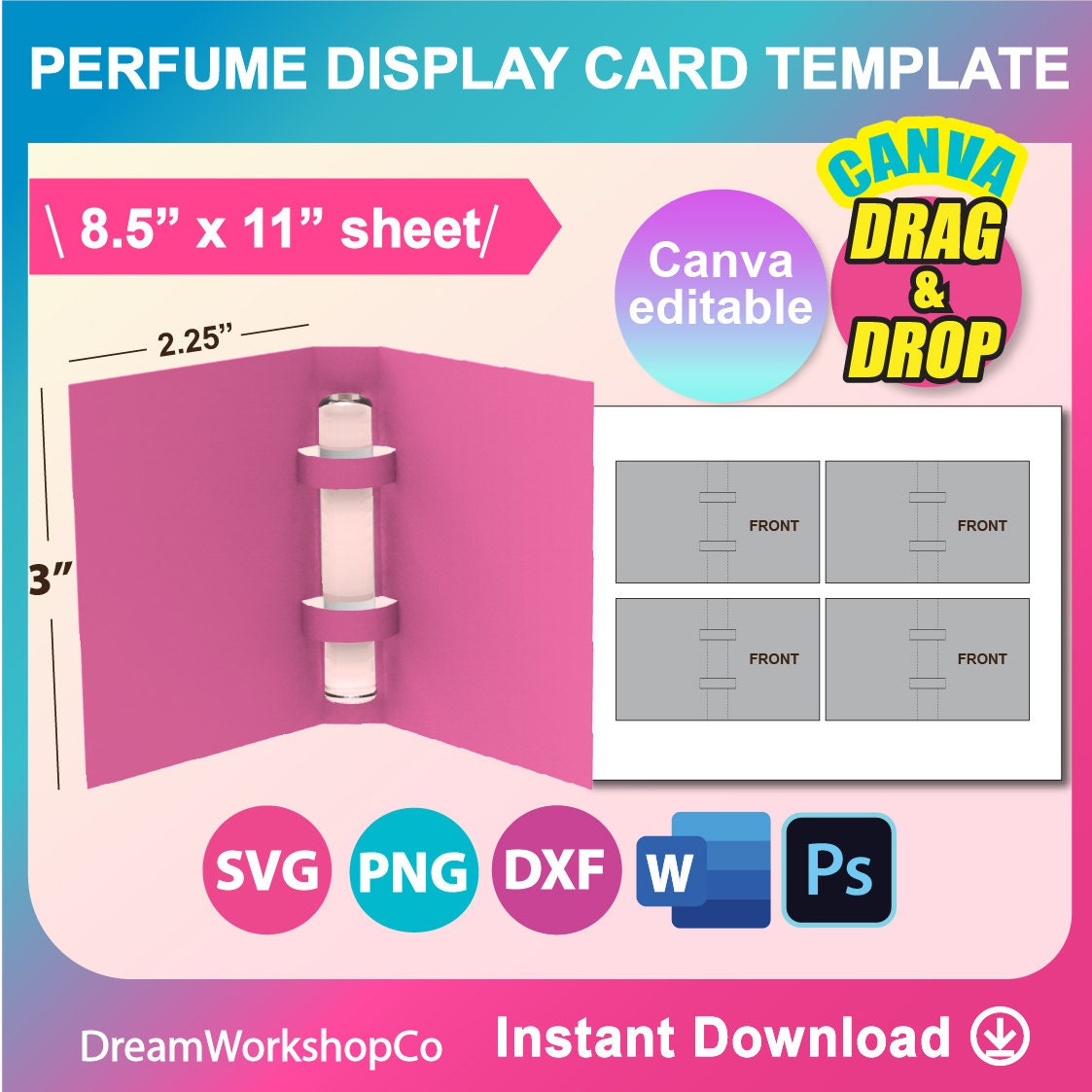 Perfume Sample Display Card Template, Perfume Display Card for Perfume Sample Card Template