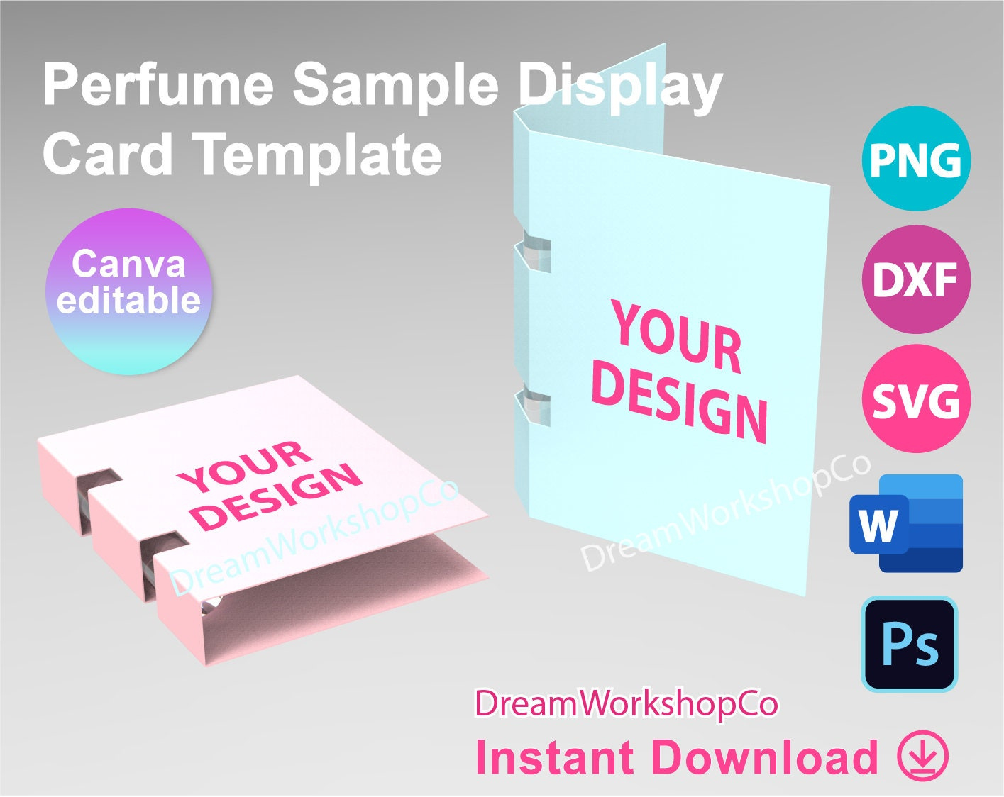 Perfume Sample Display Card Template, Perfume Display Card with Perfume Sample Card Template