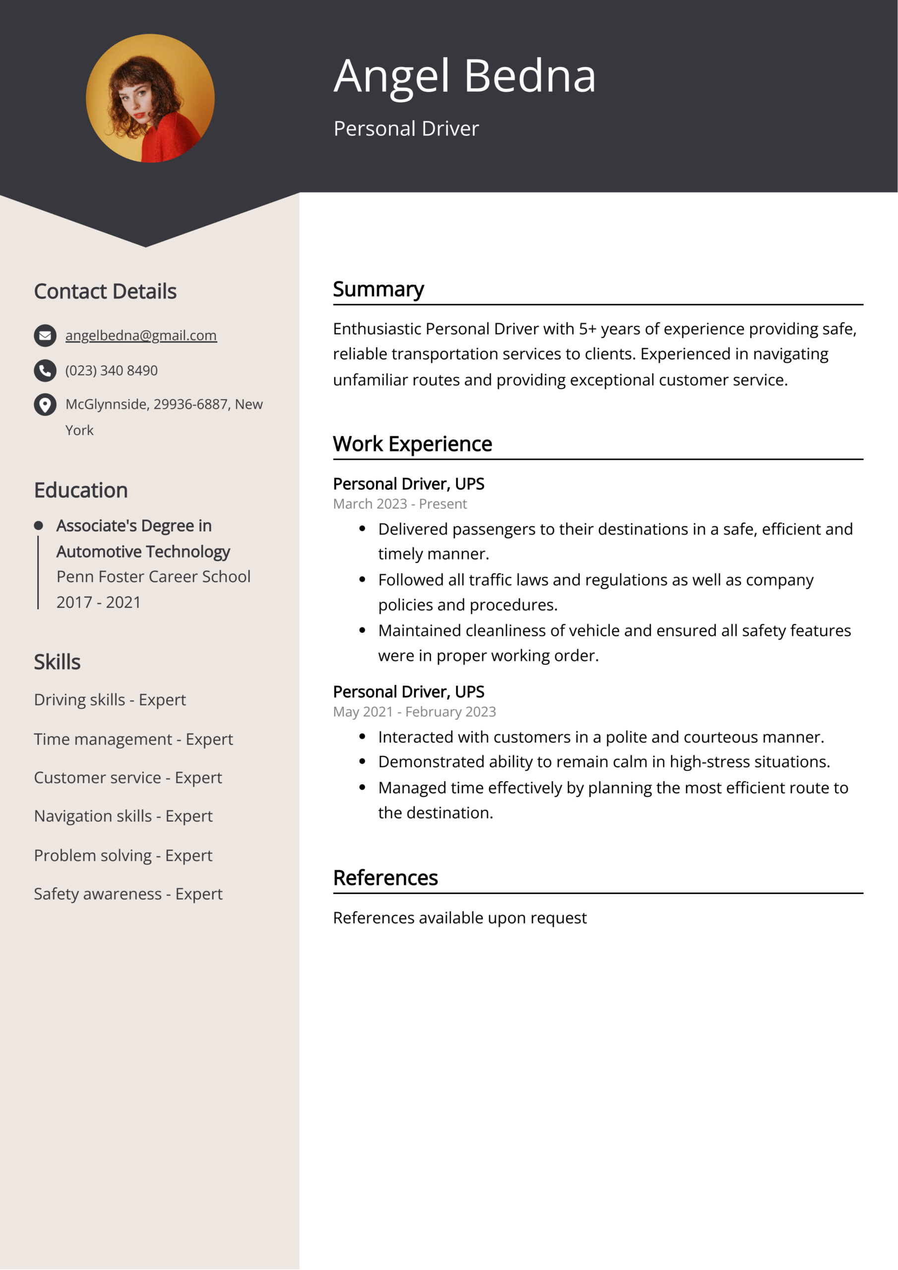 Personal Driver Cv Examples (Template &amp;amp; 20+ Tips) regarding Personal Profile Sample Template