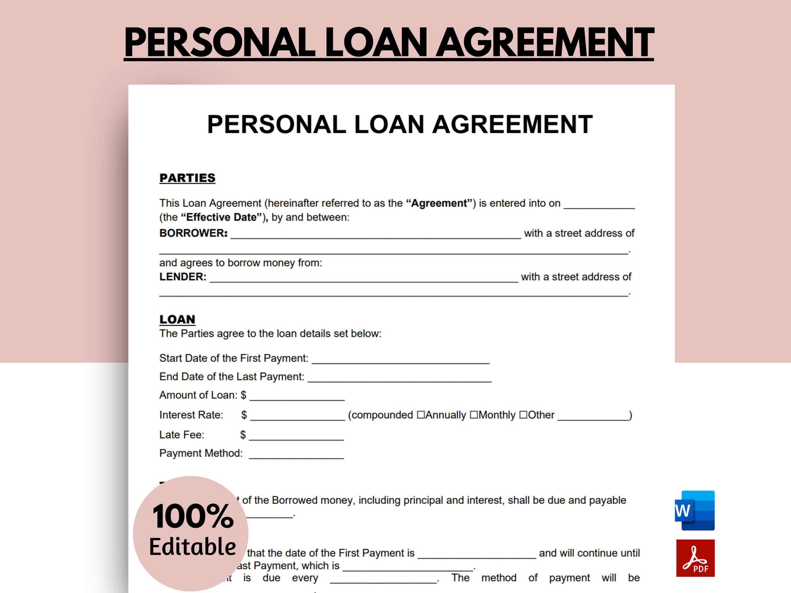 Personal Loan Agreement, Loan Agreement, Personal Loan Template in Personal Loan Contract Sample Template