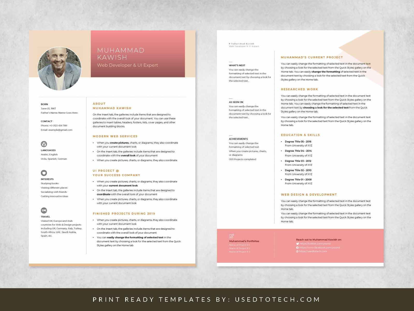 Personal Profile Design In Editable Ms Word Format within Personal Profile Sample Template