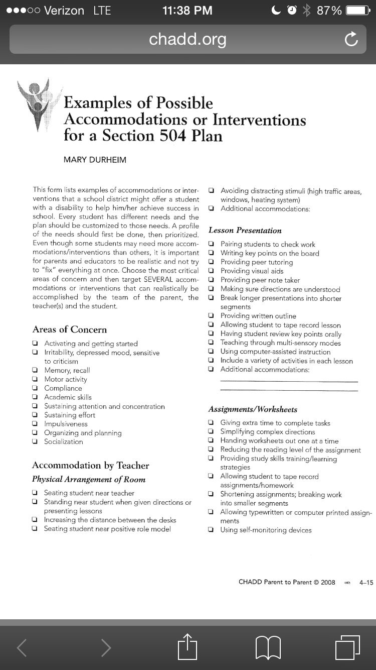 Pin Page inside 504 Plan Sample Template