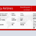 Plane Ticket Template. Airplane Flight Ticket Blank. Boarding Pass With Regard To Sample Airline Ticket Template