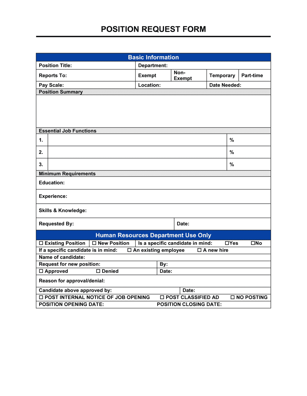 Position Request Form Template 2024 [Download .Docx] | Business In inside Hr Forms Sample Templates