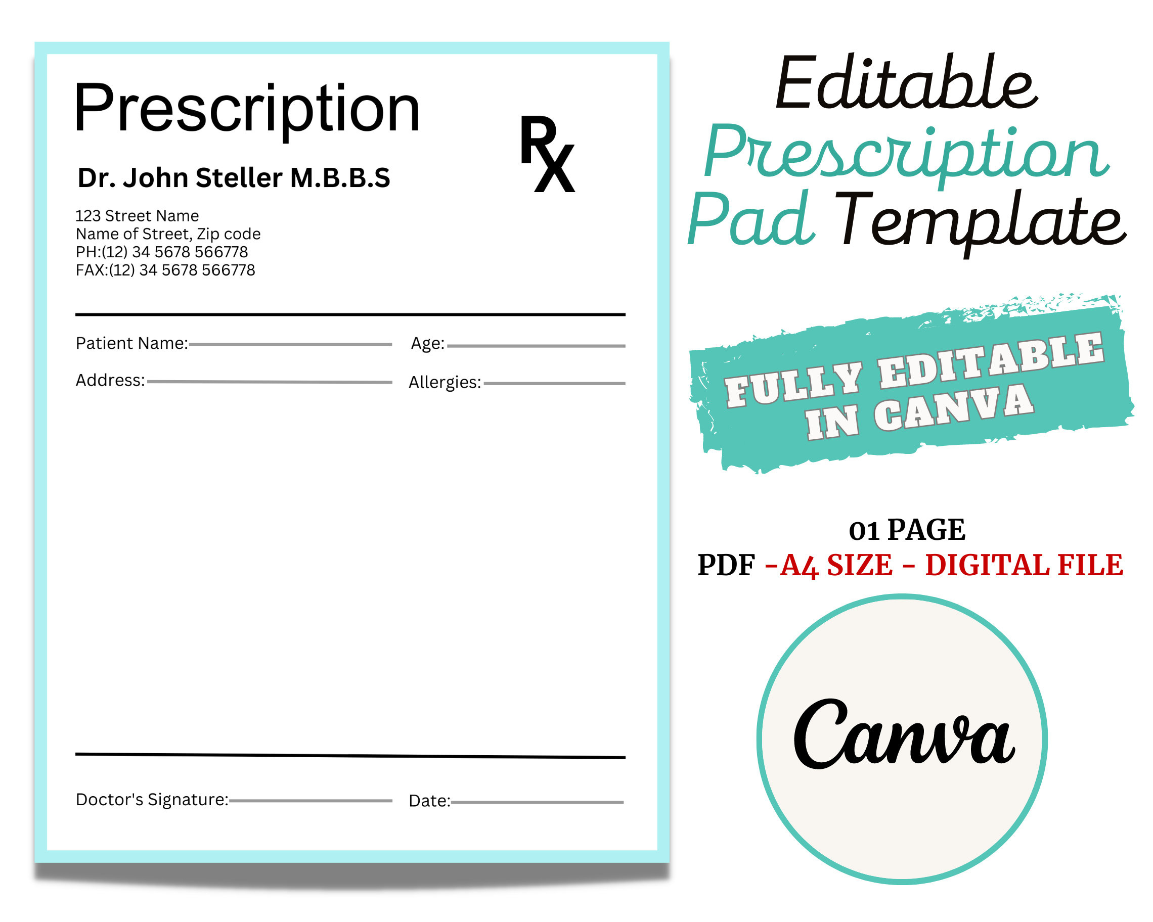 Prescription Pad Template, Medical Prescription, Prescription intended for Prescription Sample Template