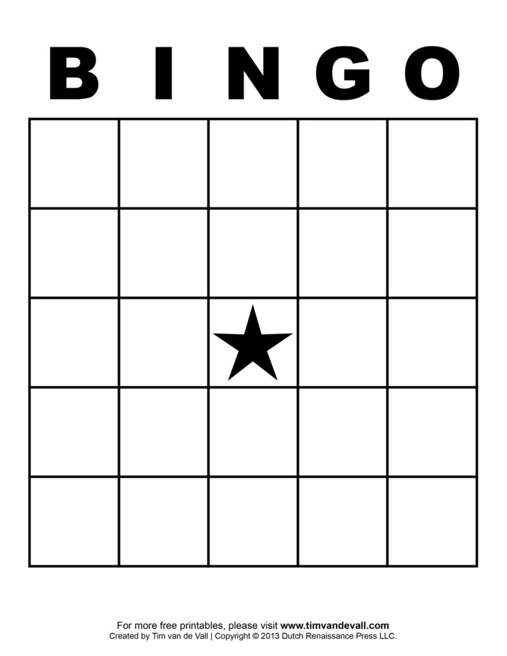 Sample Bingo Card Template