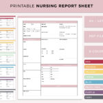 Printable Nursing Report Sheet, Nurse Brain Sheet, Single Patient In Nursing Report Sheet Templates Sample