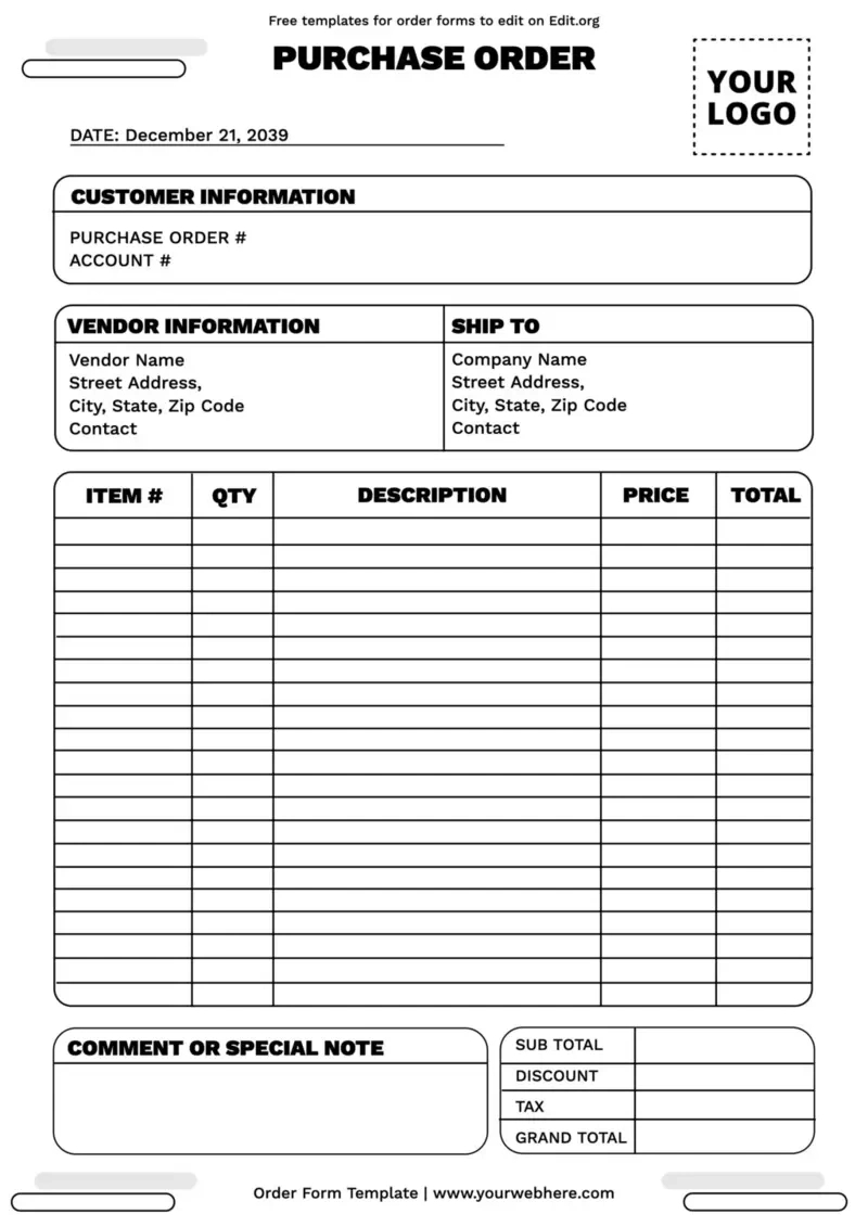 Printable Order Form Templates in Sales Order Form Sample Template