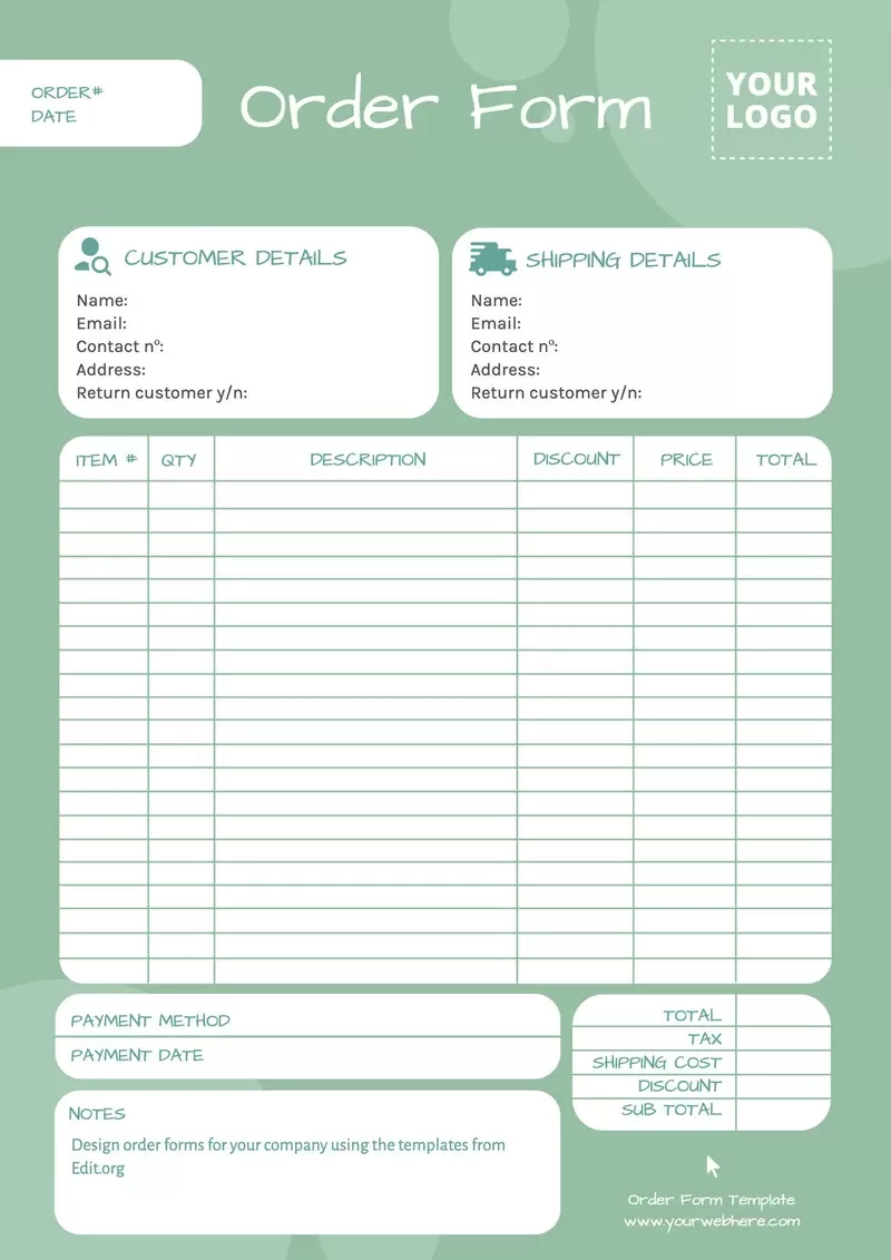 Printable Order Form Templates regarding Order Form Template Free Sample