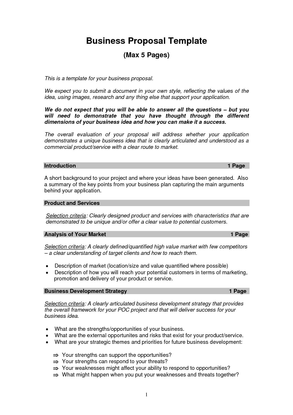 Printable Sample Business Proposal Template Form Forms And For New for Proposal Template Sample