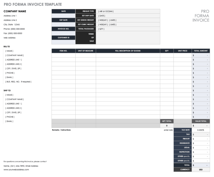 Pro Forma Financial Statements Sample Template