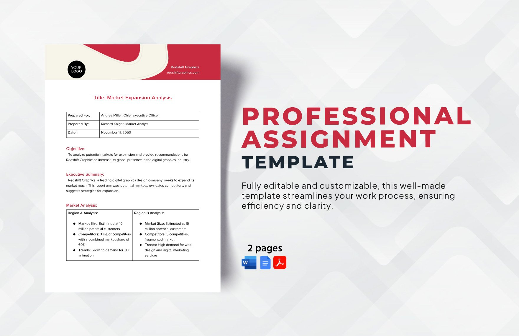 Professional Assignment Template In Word, Google Docs, Pdf within Assignment Sample Template