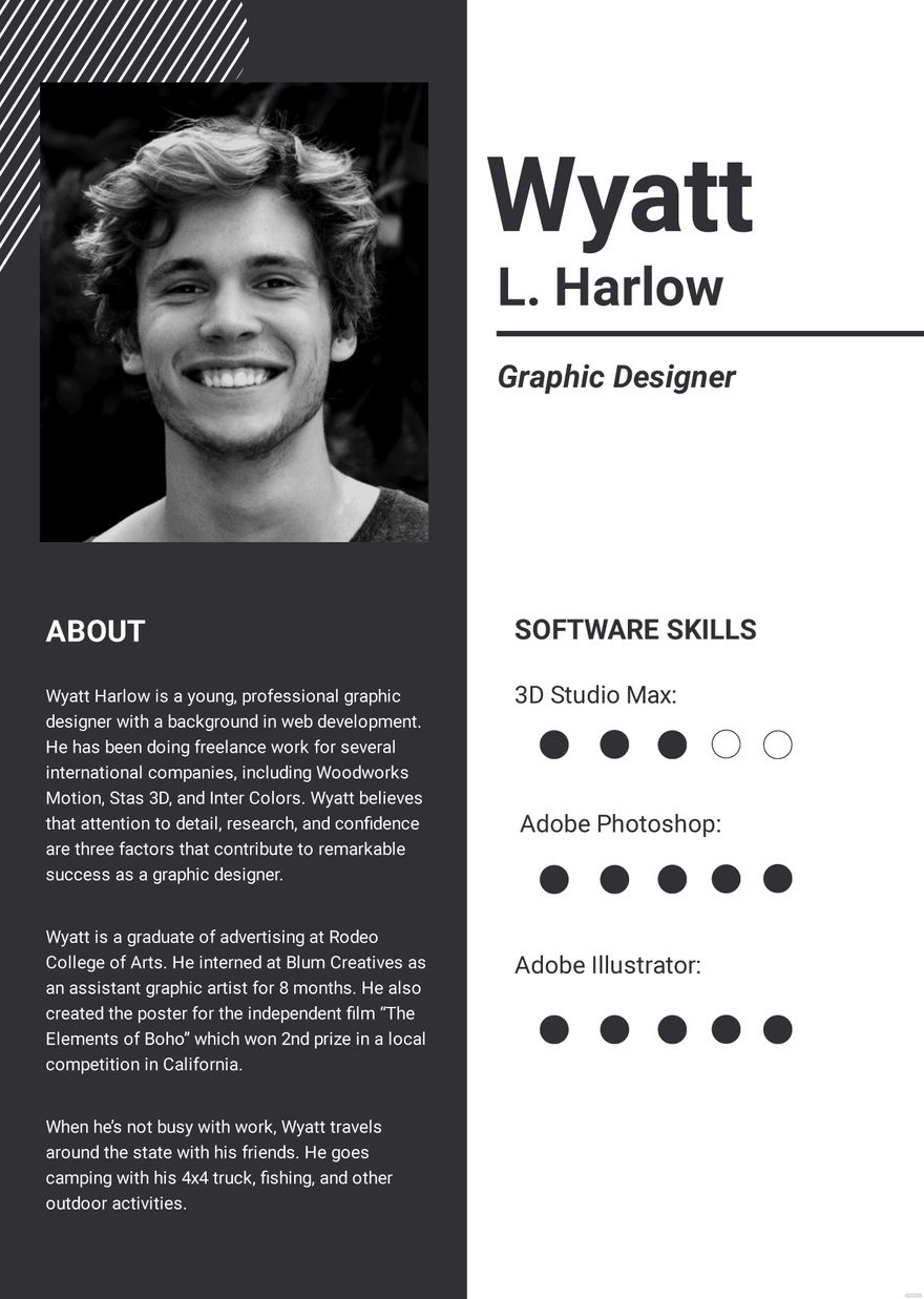 Professional Bio Template For Graphic/Web Designer In Word throughout Bio Samples and Templates