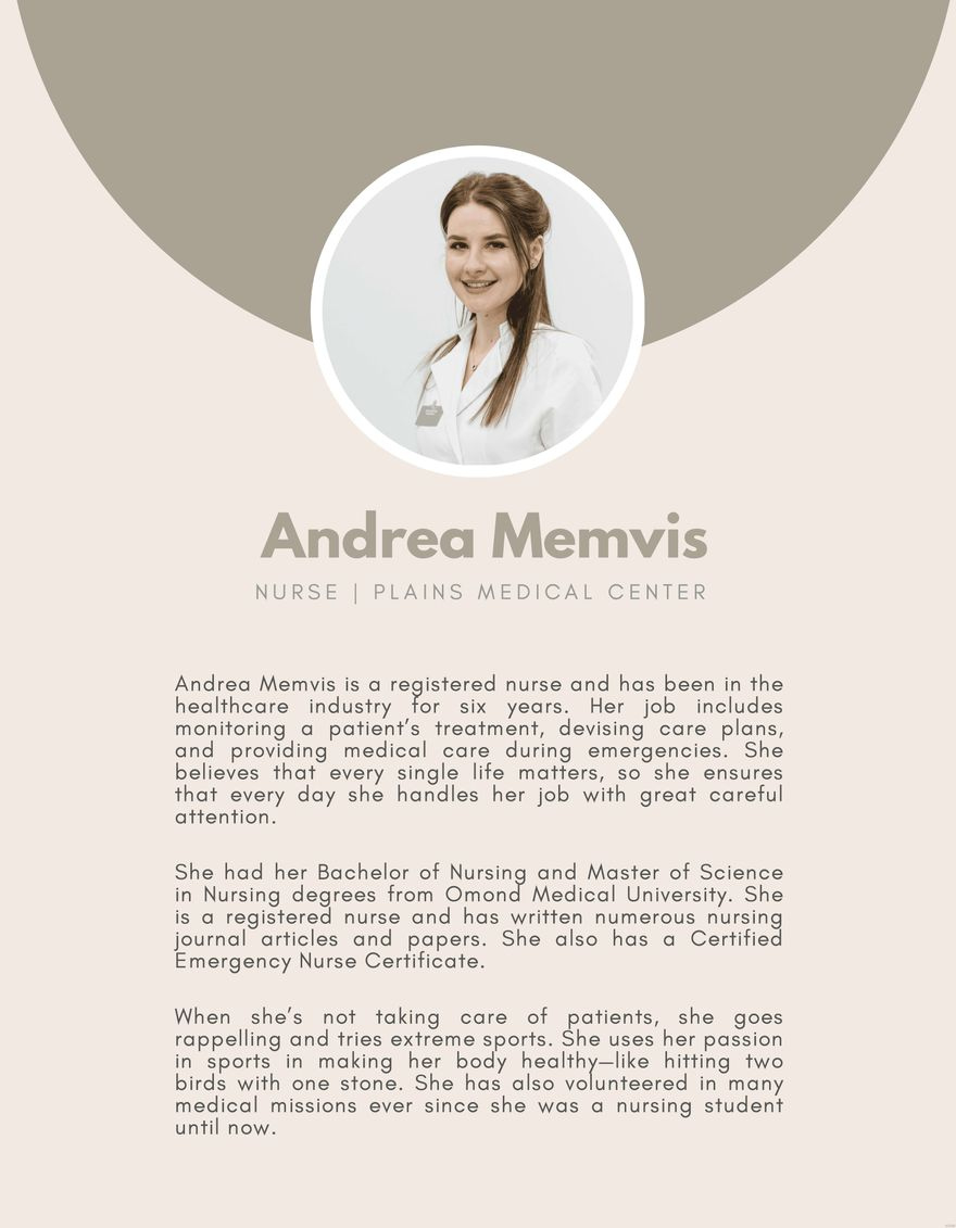 Professional Bio Template For Nurse In Word - Download | Template pertaining to Registered Nurse Professional Biography Sample Template