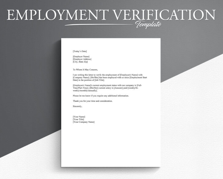 Employment Verification Letter Template Sample