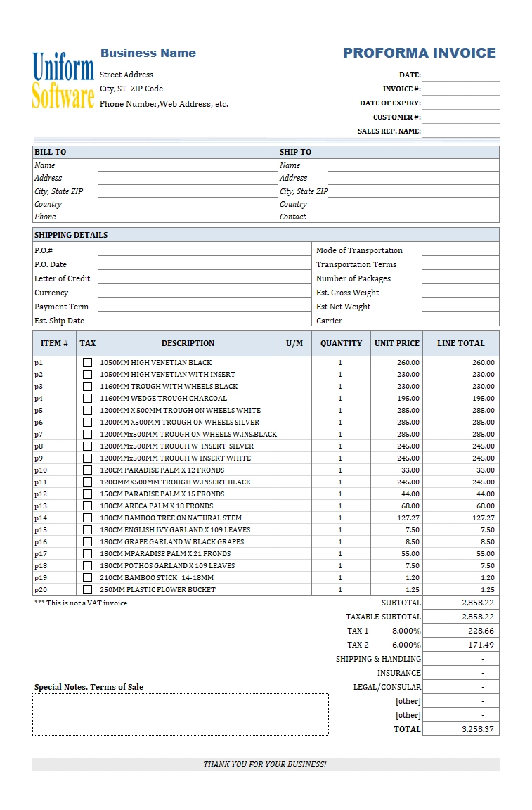 Proforma Invoice Templates in Provisional Receipt Sample Template