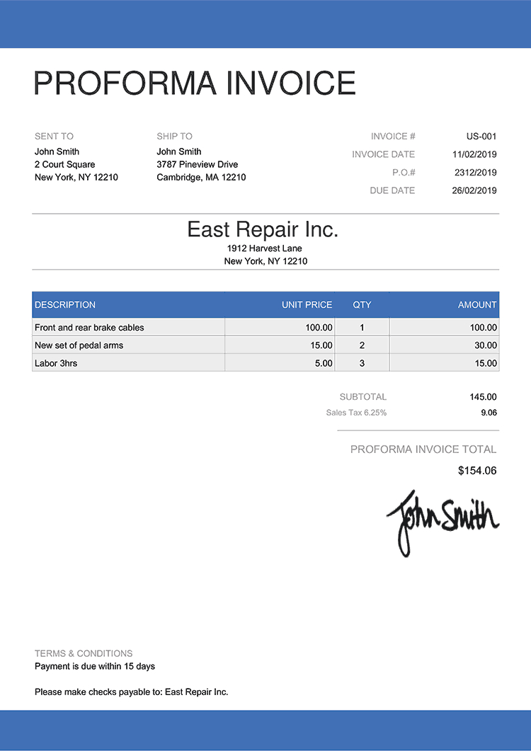 Proforma Invoice Templates | Quickly Create &amp;amp; Send Proformas inside Proforma Invoice Template Sample