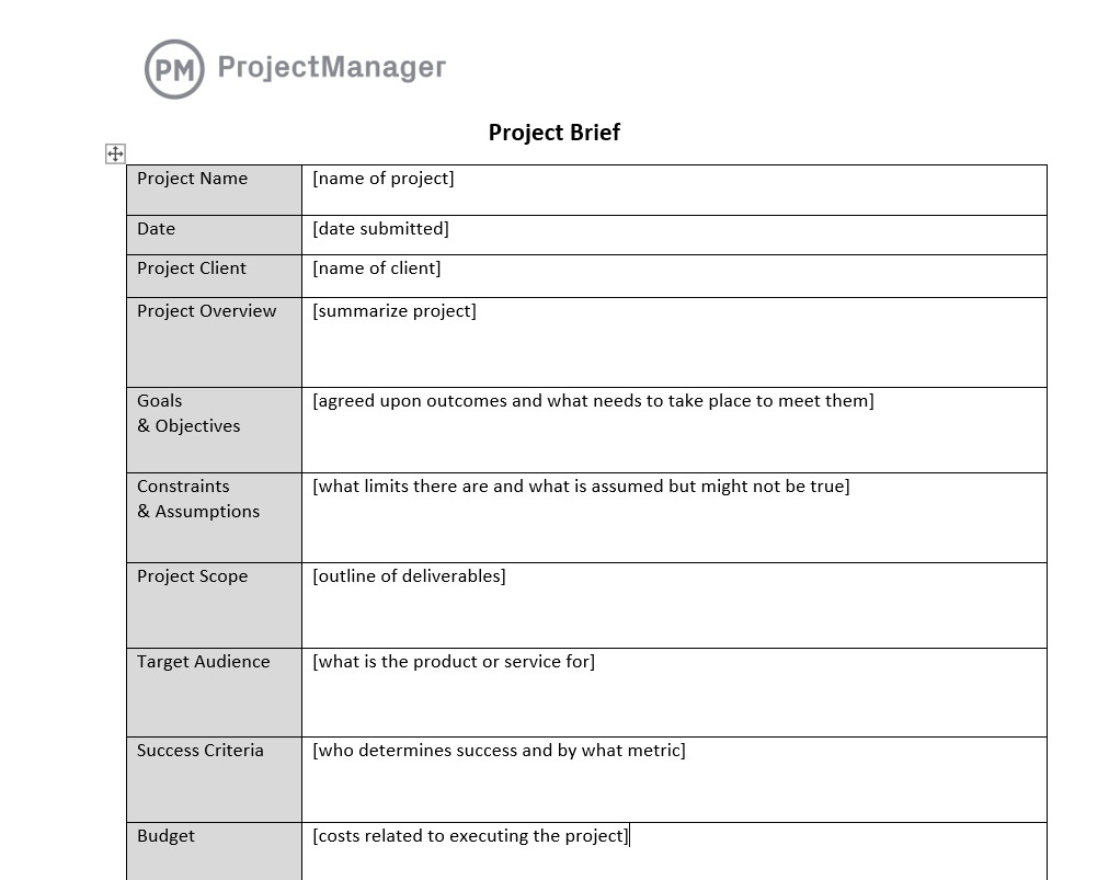 Project Brief Template For Word (Free Download) throughout Briefing Paper Sample Template